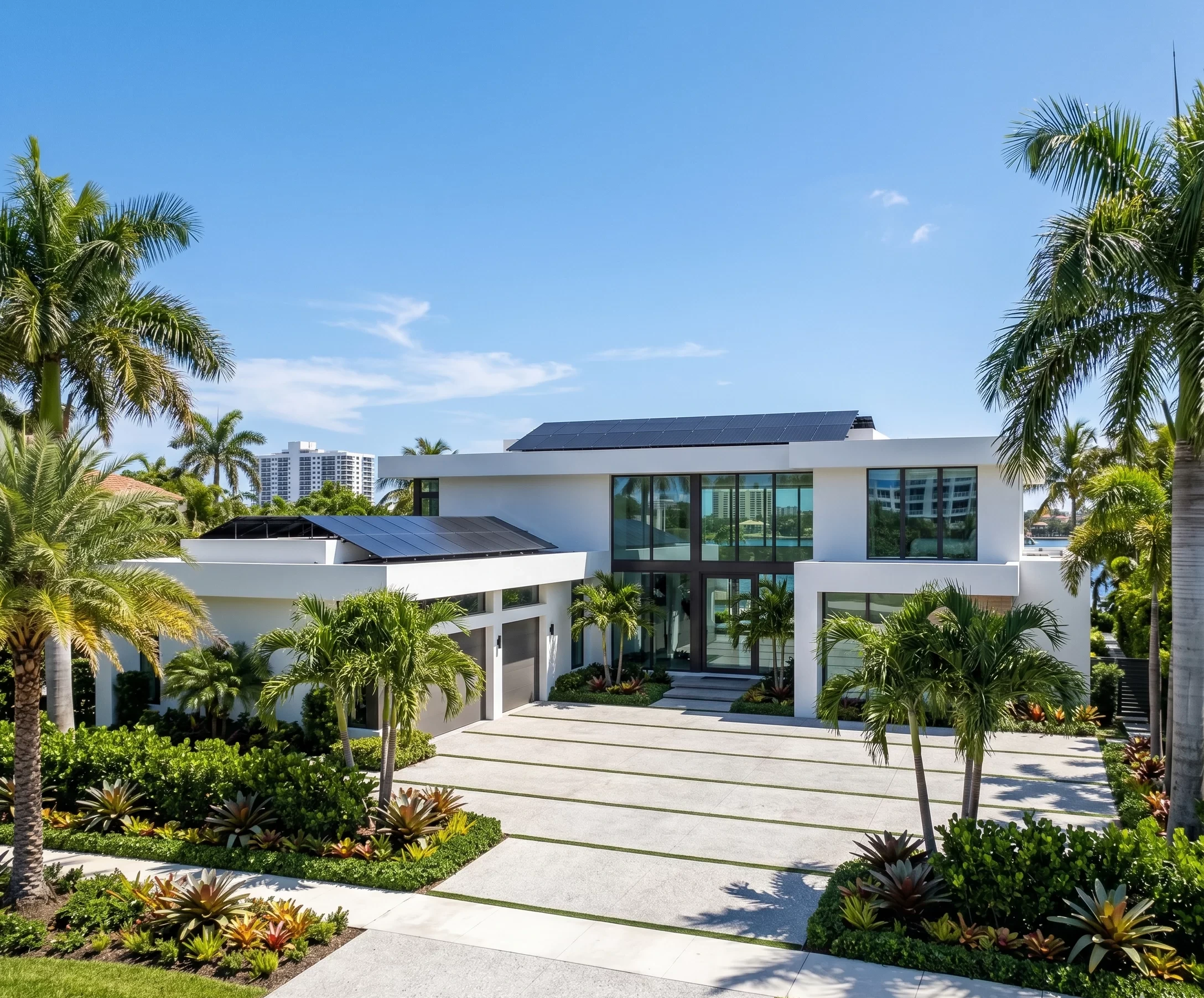 Solar panels installed on a South Florida luxury home by B-GELEC