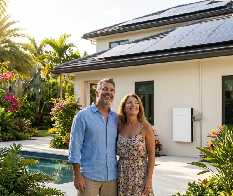 Solar panels installed on a South Florida luxury home by B-GELEC